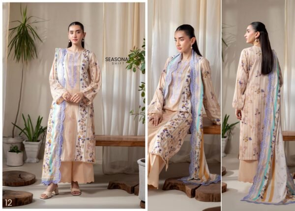 3 Piece Unstitched Embroidered Jacquard Lawn Suit